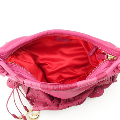 Dior Gypsy Leather Ruffle Hobo Shoulder Handbag Fuchsia Pink — view 6