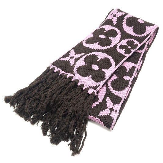 Louis Vuitton LV Echarpe Grand Floor Scarf Brown Pink Wool