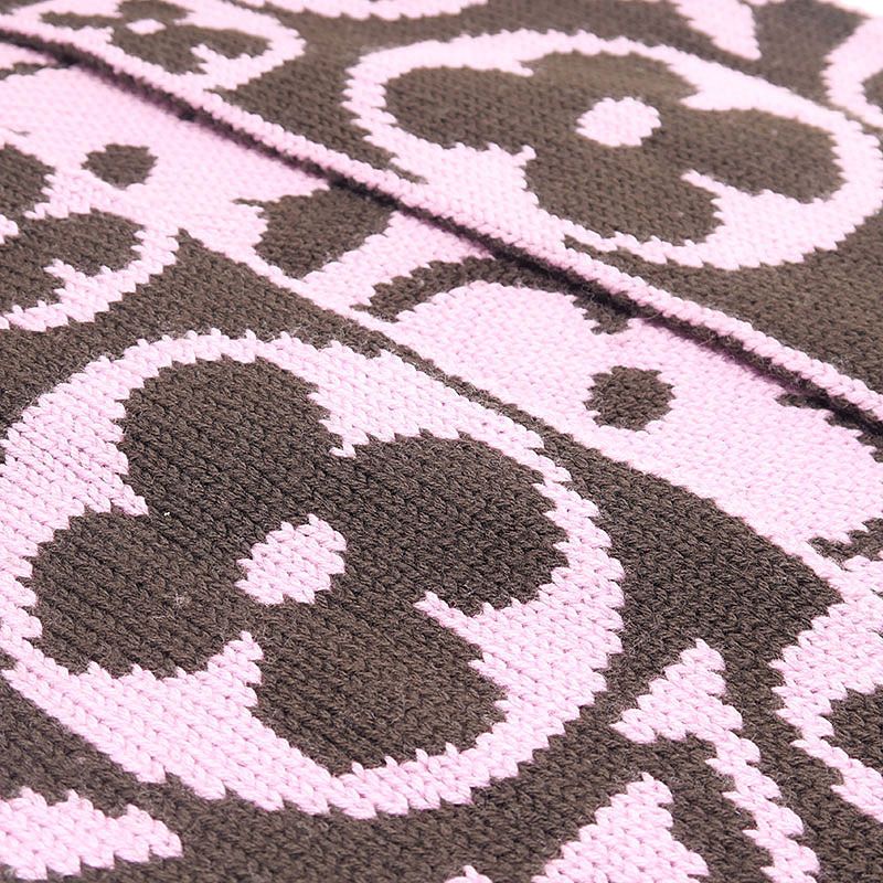 Louis Vuitton LV Echarpe Grand Floor Scarf Brown Pink Wool — view 4