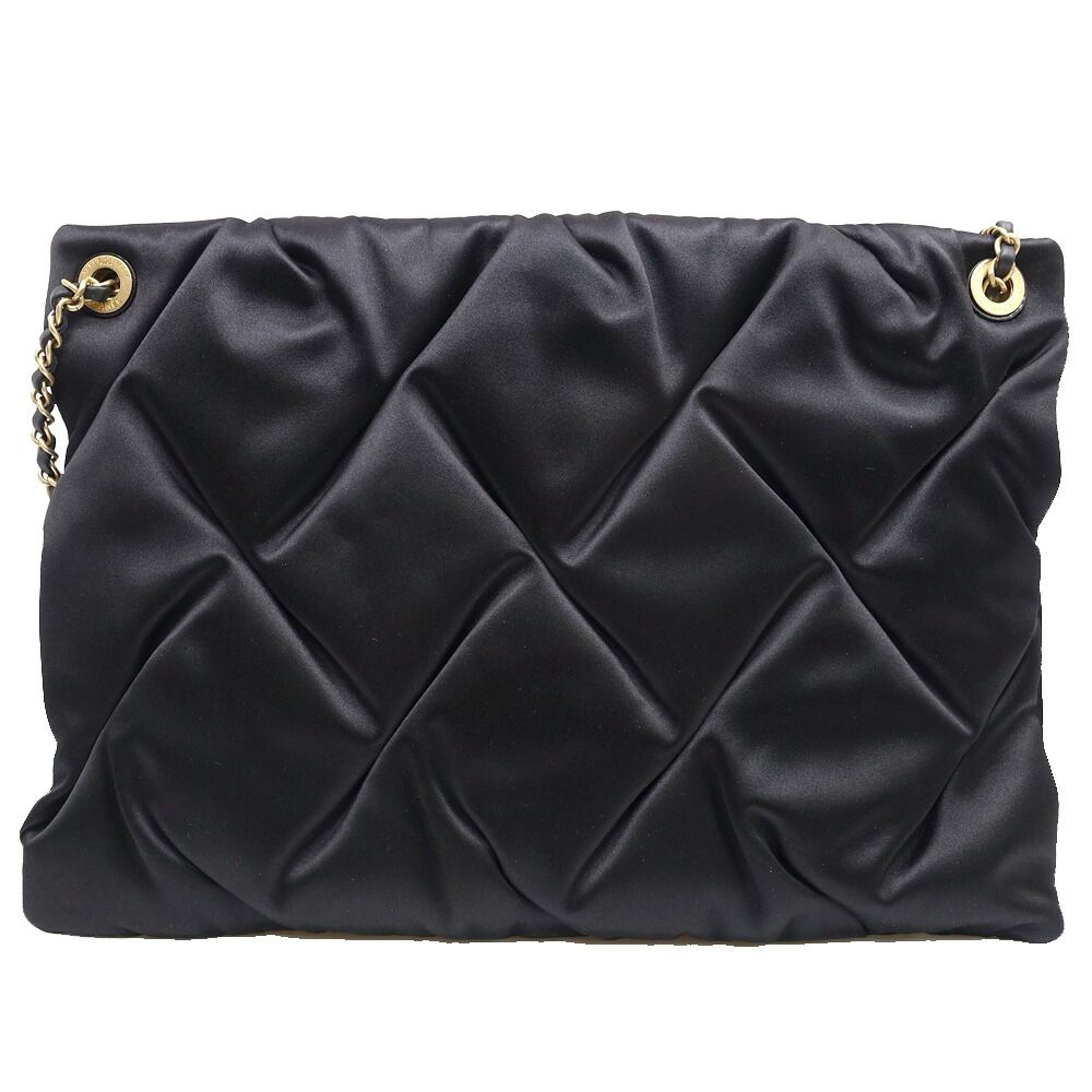 Chanel Large Pouch Satin BK GD Shoulder Bag — view 2