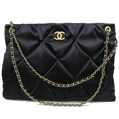 Chanel Large Pouch Satin BK GD Shoulder Bag