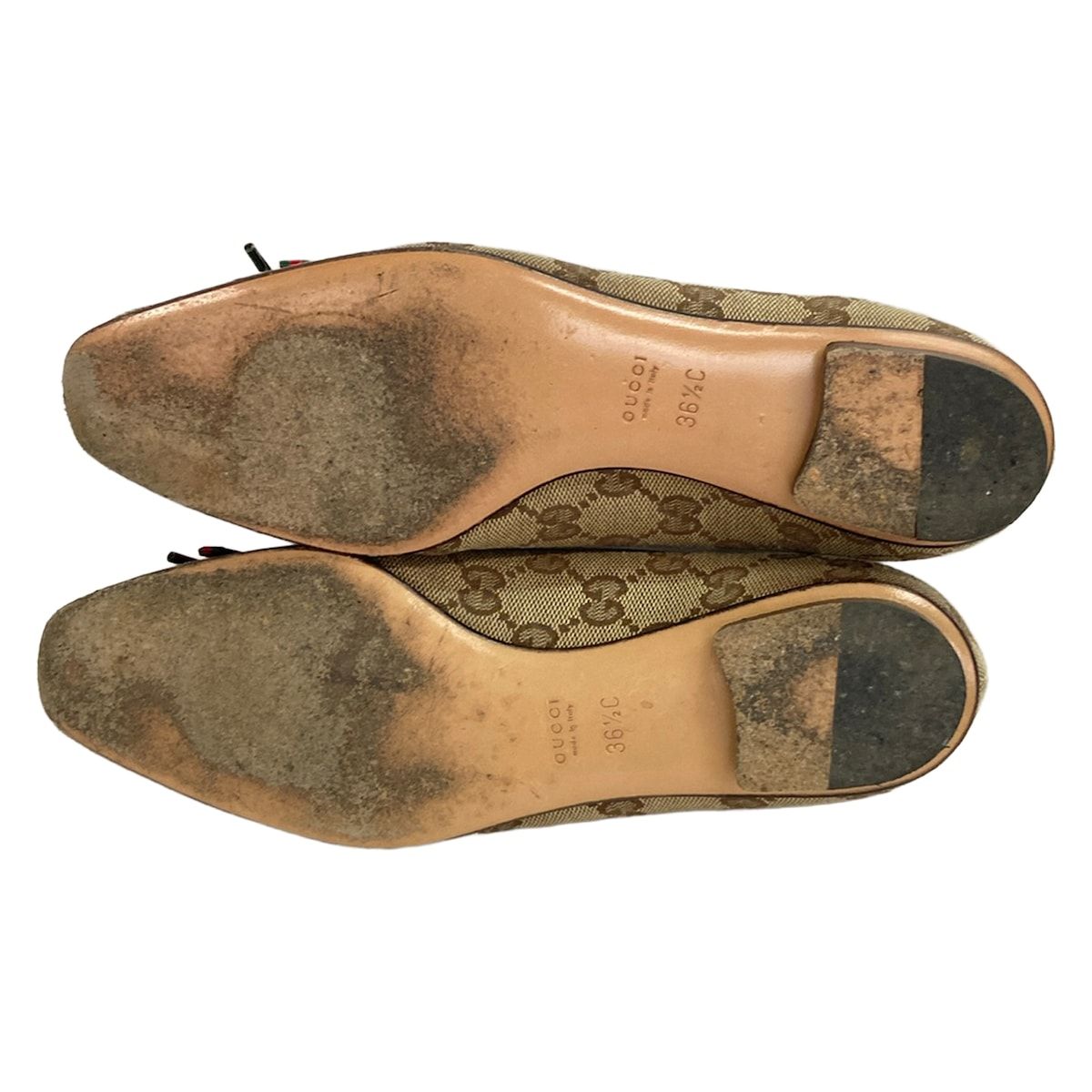 Gucci Flat Shoes GG Pattern Sherry Beige Dark Brown Multi Ribbon Leather — view 4