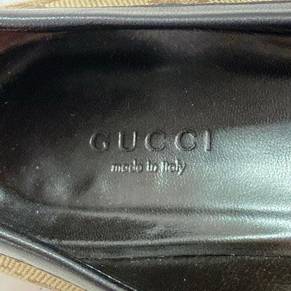 Gucci Flat Shoes GG Pattern Sherry Beige Dark Brown Multi Ribbon Leather — view 5