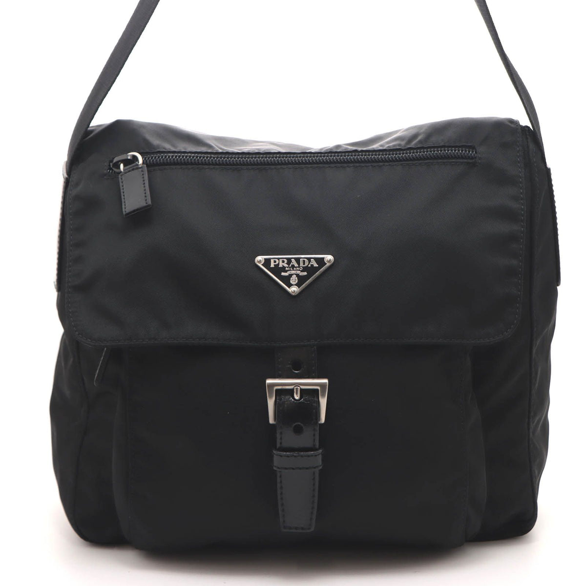 Prada Shoulder Bag Black Nylon Leather