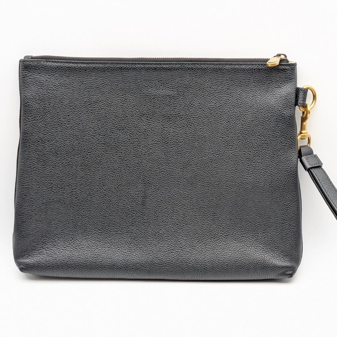 Gucci Vintage Logo Print GG Interlocking G Sherry Line Clutch Black — view 2