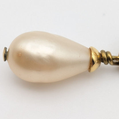 Chanel Single Earrings CC Logo Faux Pearl Drop Swing Gold 95P Vintage — view 3