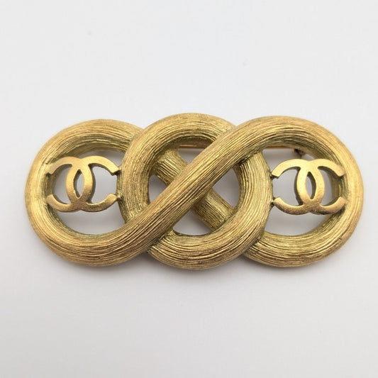 Chanel Brooch CC Logo Gold Twist Infinity Vintage 95C