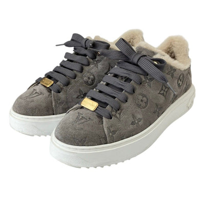 Louis Vuitton Timeout Line Monogram Shearling Sneakers Gray