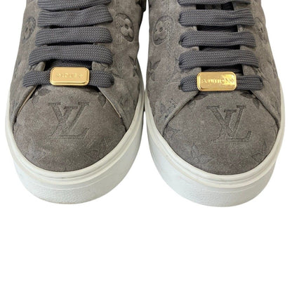 Louis Vuitton Timeout Line Monogram Shearling Sneakers Gray — view 6