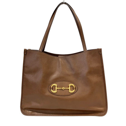 Gucci Horsebit 1955 Leather Tote Bag Brown
