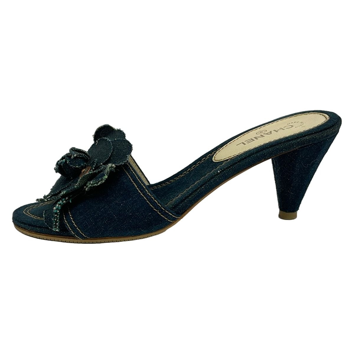 Chanel Mules Navy Camellia