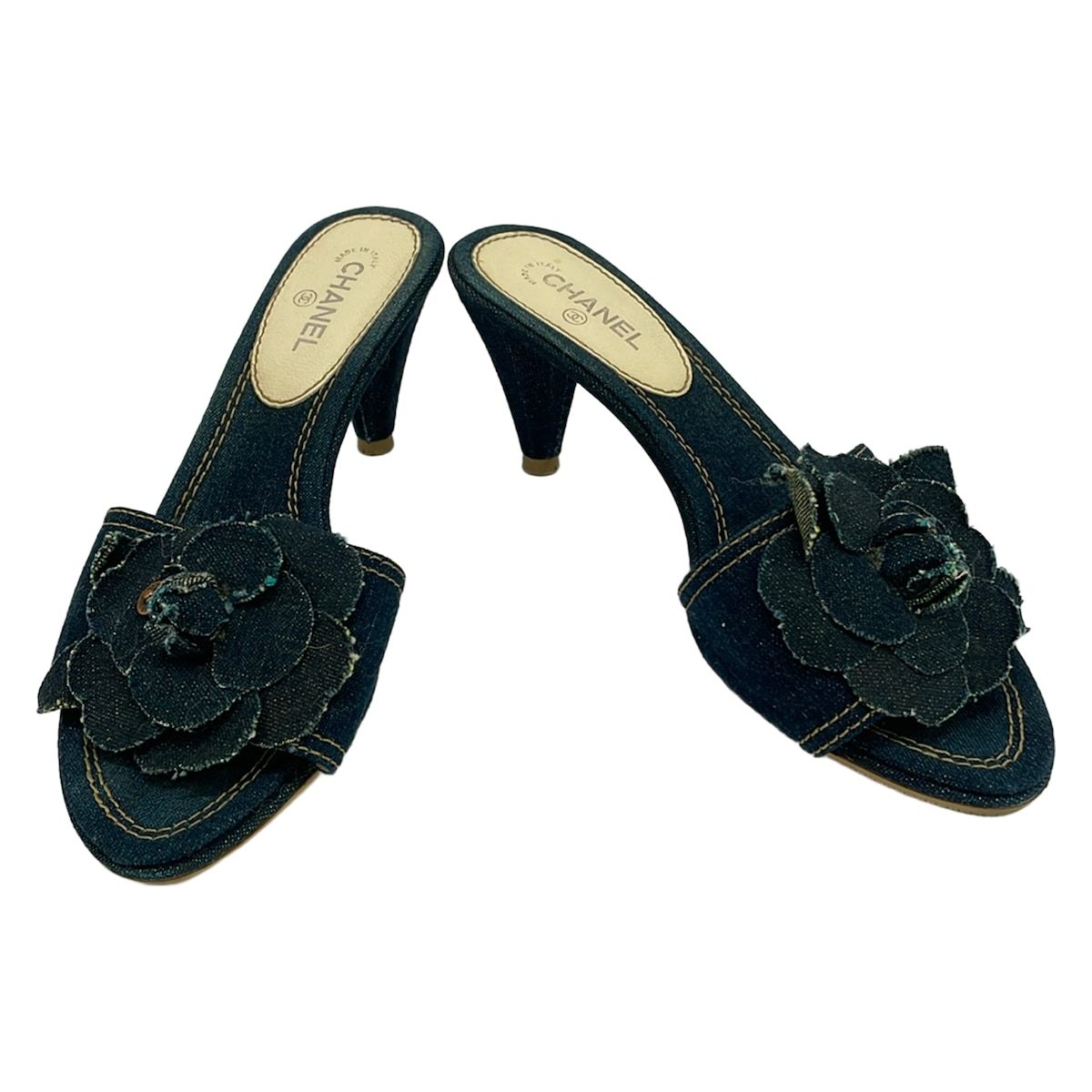 Chanel Mules Navy Camellia — view 2