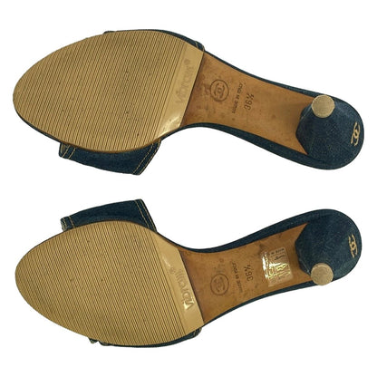 Chanel Mules Navy Camellia — view 4