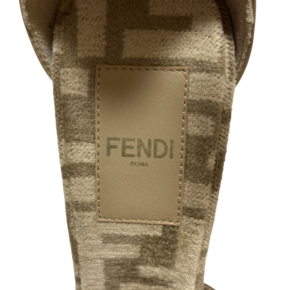 Fendi Chenille Jacquard FF Cut Ankle Strap Pumps Beige Heels — view 5