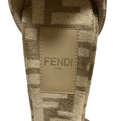 Fendi Chenille Jacquard FF Cut Ankle Strap Pumps Beige Heels — view 5