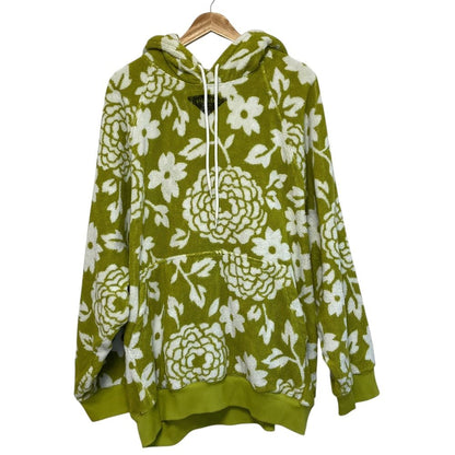 Prada Flower Print Jacquard Terry Cloth Pullover Hoodie Green M