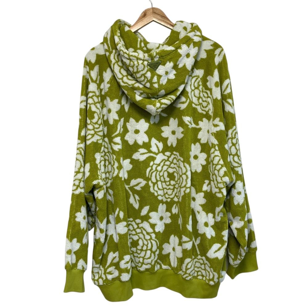 Prada Flower Print Jacquard Terry Cloth Pullover Hoodie Green M — view 2