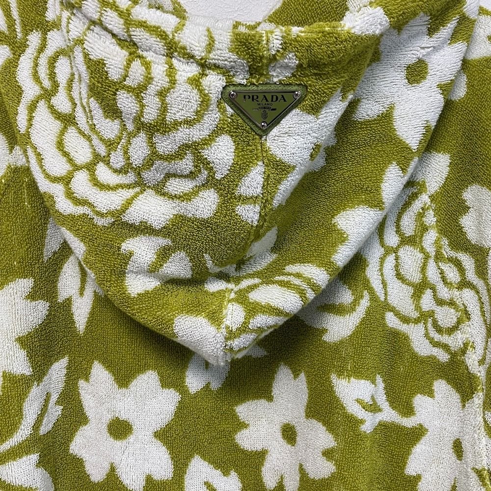Prada Flower Print Jacquard Terry Cloth Pullover Hoodie Green M — view 4