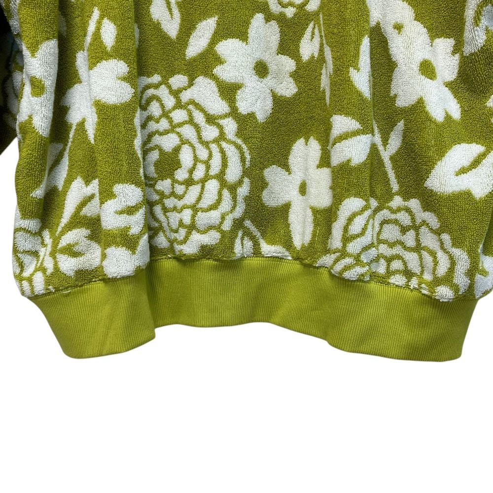 Prada Flower Print Jacquard Terry Cloth Pullover Hoodie Green M — view 5