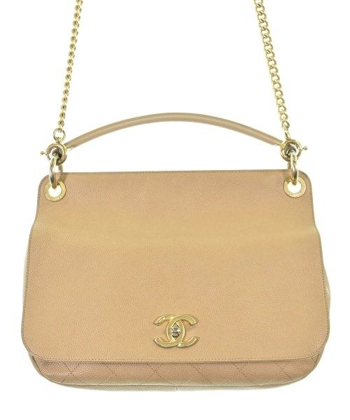 Chanel Matelasse 2-Way Bag Caviar Leather CC Logo Beige