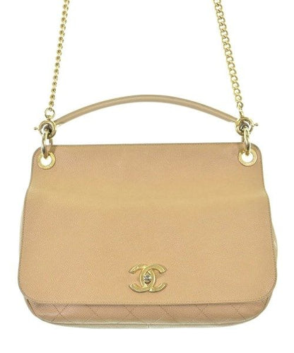 Chanel Matelasse 2-Way Bag Caviar Leather CC Logo Beige