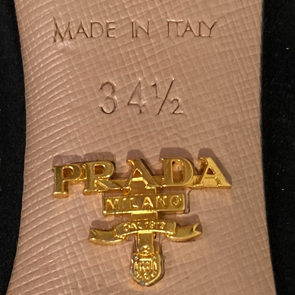 Prada Suede Leather Pointed Toe Pumps Black Heels — view 8