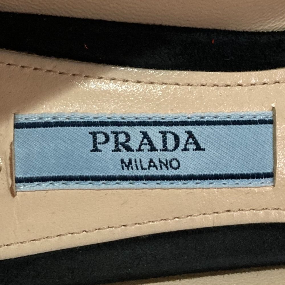 Prada Suede Leather Pointed Toe Pumps Black Heels — view 7