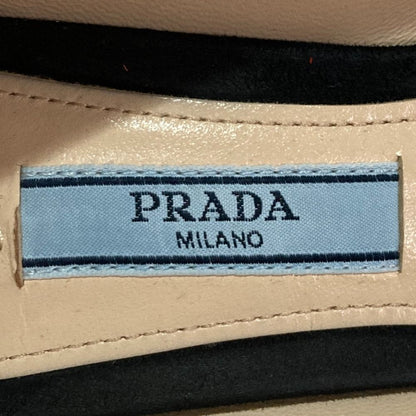 Prada Suede Leather Pointed Toe Pumps Black Heels — view 7