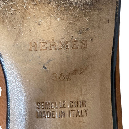 Hermes Destin Kelly Leather Loafers Shoes Brown — view 7