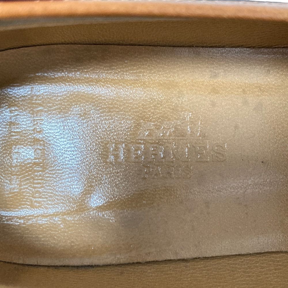 Hermes Destin Kelly Leather Loafers Shoes Brown — view 8