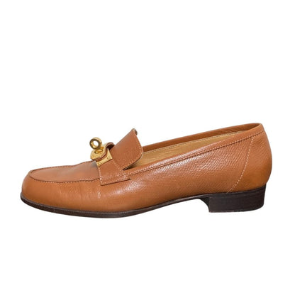 Hermes Destin Kelly Leather Loafers Shoes Brown — view 5