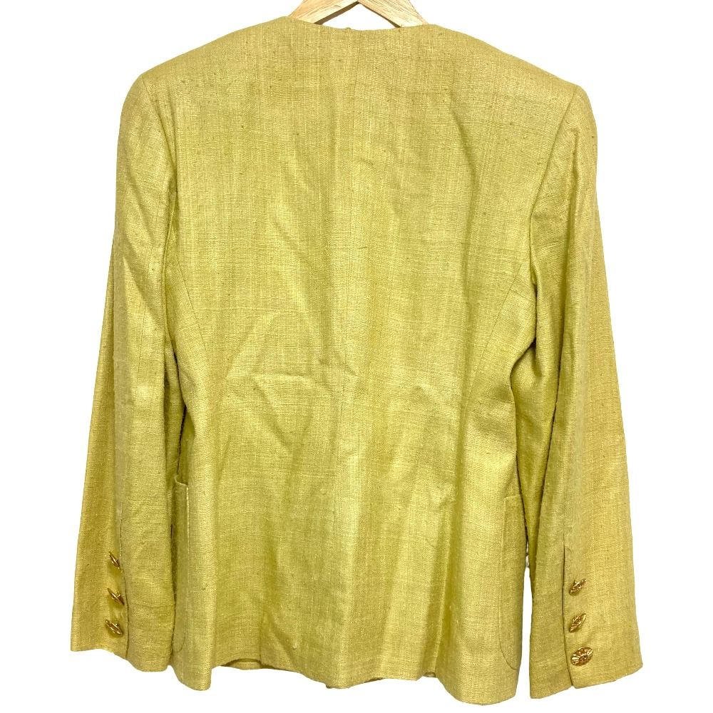 Gucci Tom Ford Era Sun Button Silk Collarless Jacket Yellow Stand Collar 42 — view 2