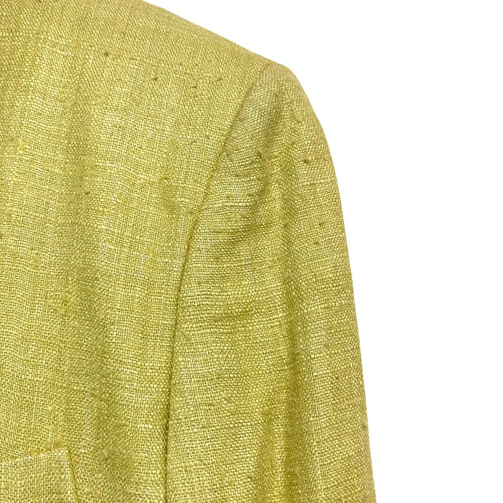 Gucci Tom Ford Era Sun Button Silk Collarless Jacket Yellow Stand Collar 42 — view 8