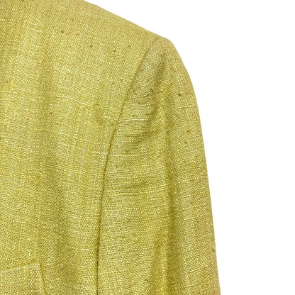 Gucci Tom Ford Era Sun Button Silk Collarless Jacket Yellow Stand Collar 42 — view 8