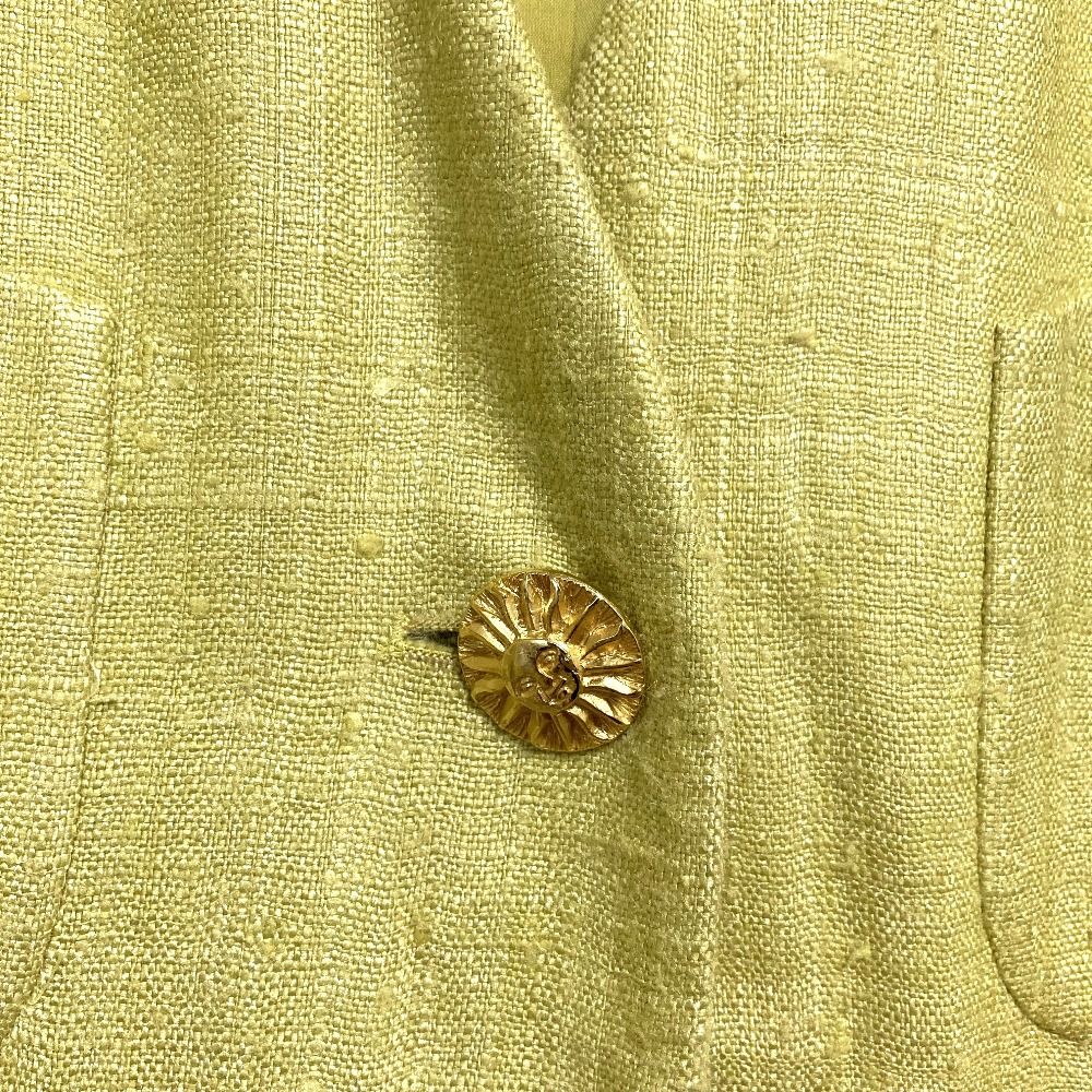 Gucci Tom Ford Era Sun Button Silk Collarless Jacket Yellow Stand Collar 42 — view 4