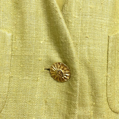 Gucci Tom Ford Era Sun Button Silk Collarless Jacket Yellow Stand Collar 42 — view 4