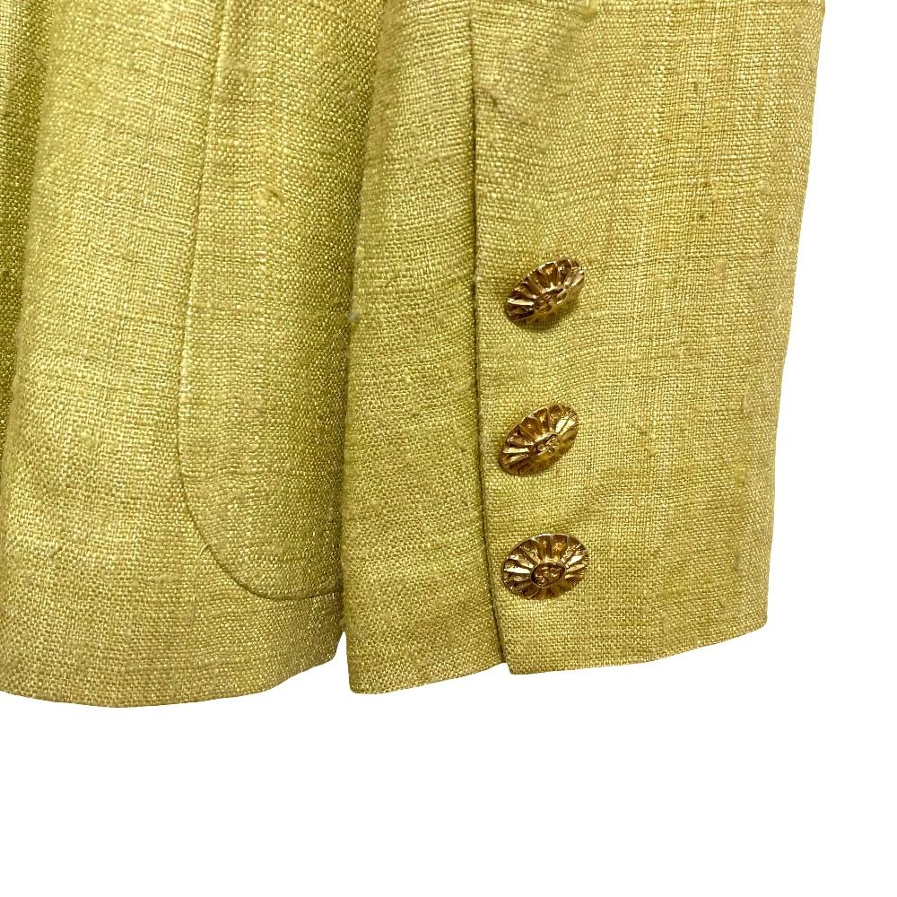 Gucci Tom Ford Era Sun Button Silk Collarless Jacket Yellow Stand Collar 42 — view 5