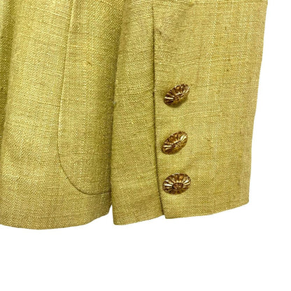 Gucci Tom Ford Era Sun Button Silk Collarless Jacket Yellow Stand Collar 42 — view 5