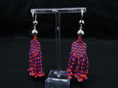 Celine Beads Earrings Red Navy — view 2