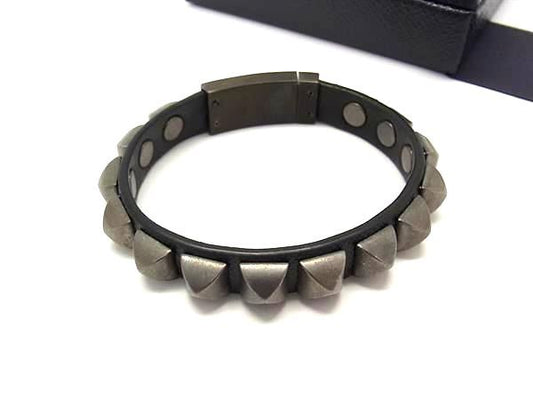 Prada Saffiano Leather Studded Bracelet Black