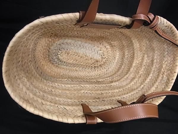 Celine Classic Panier Triomphe Raffia 2-Way Handbag Shoulder Light Beige — view 5