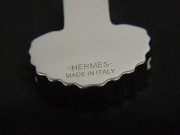 Hermes Epaulette Twilly Ring Scarf Closure Silver Orange — view 3