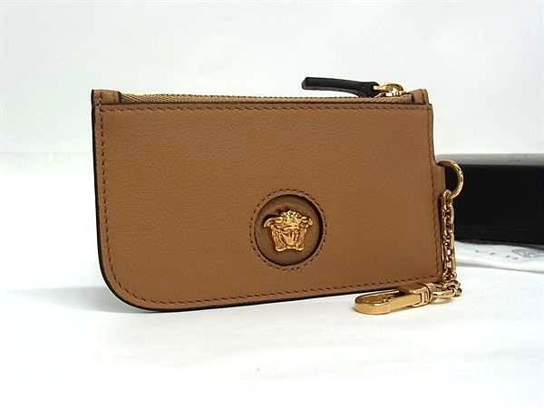 Versace Medusa Leather Fragment Case Coin Purse Card Brown