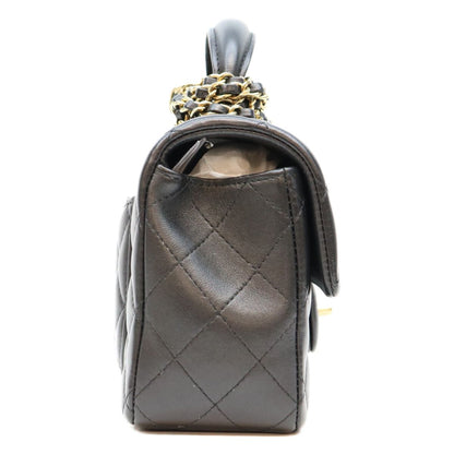 Chanel Black Lambskin Top Handle Mini Quilted 20 — view 4
