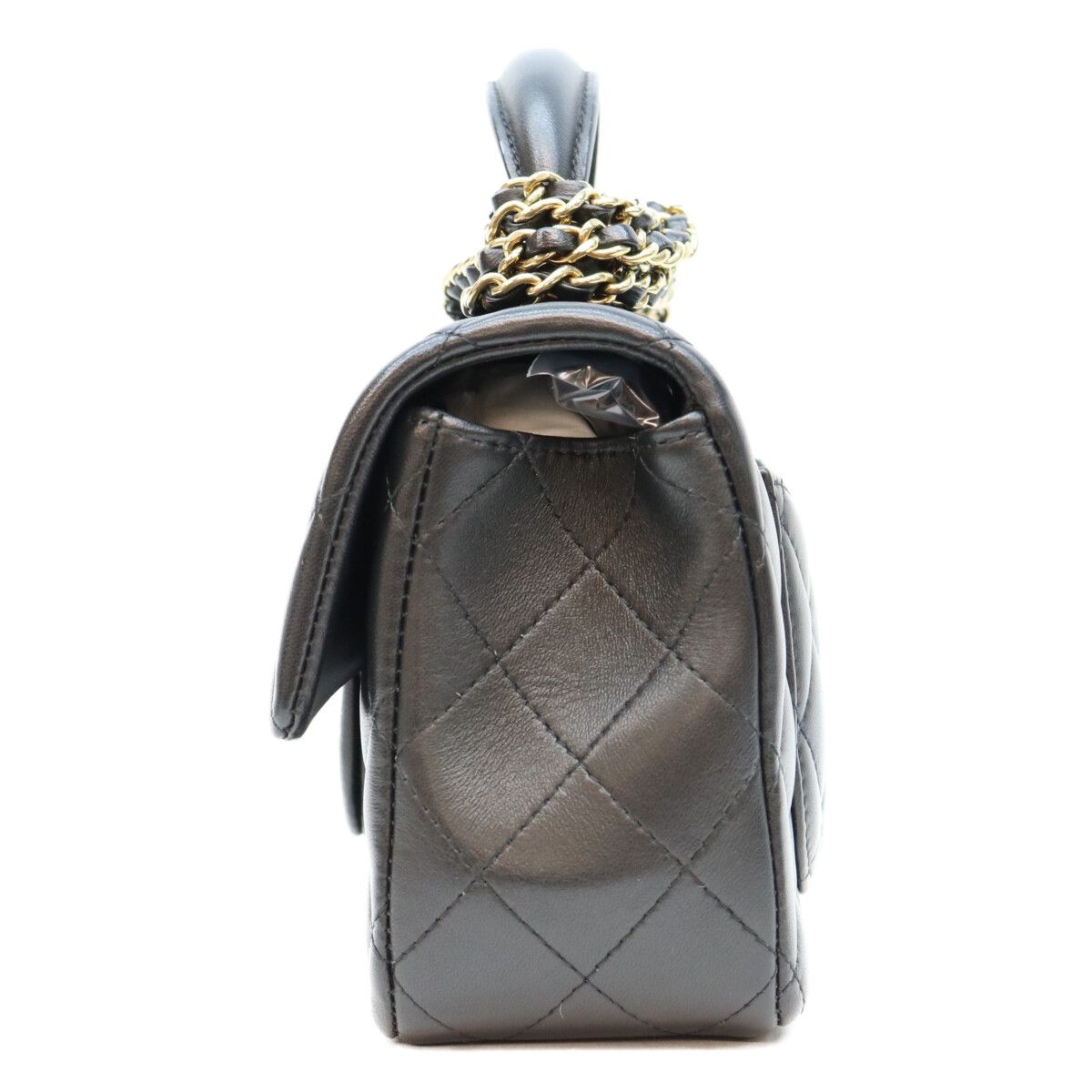 Chanel Black Lambskin Top Handle Mini Quilted 20 — view 2