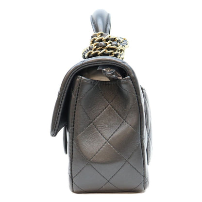 Chanel Black Lambskin Top Handle Mini Quilted 20 — view 2