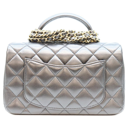 Chanel Black Lambskin Top Handle Mini Quilted 20 — view 3