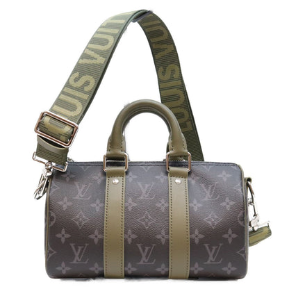 Louis Vuitton Monogram Eclipse Khaki Green Keepall Bandouliere 25 Boston Bag