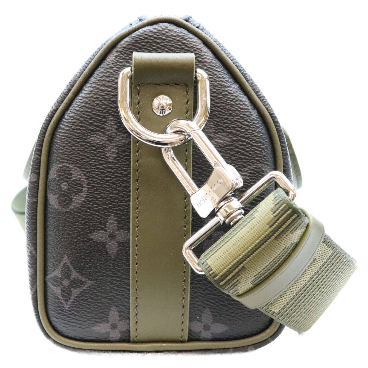 Louis Vuitton Monogram Eclipse Khaki Green Keepall Bandouliere 25 Boston Bag — view 2