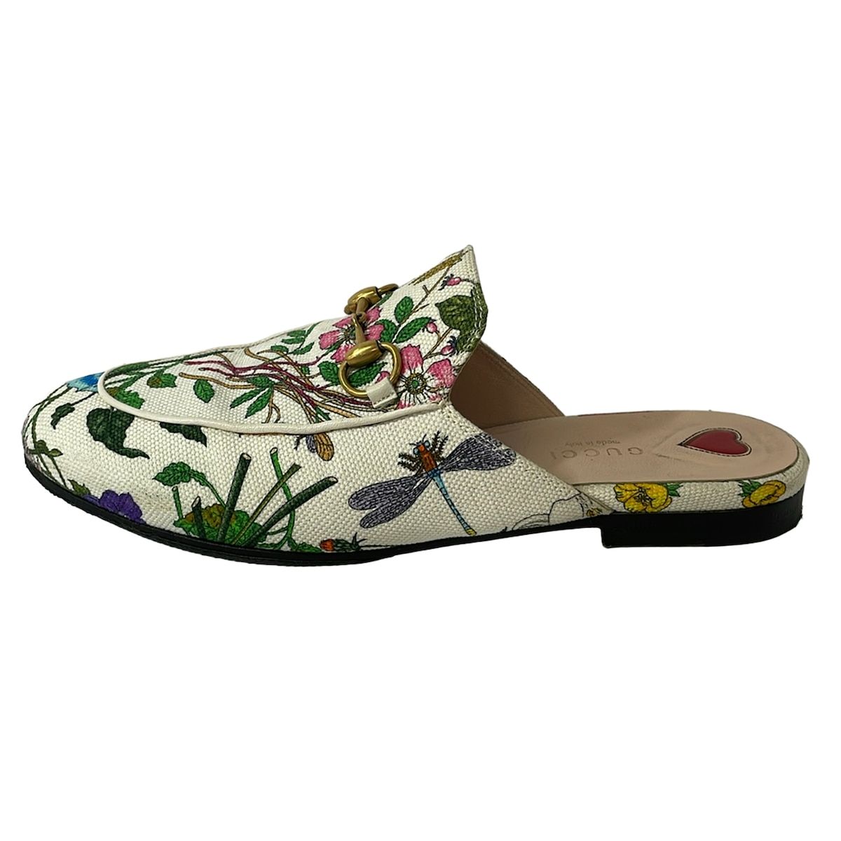 Gucci Mules White Green Multi Horsebit Flora